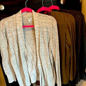 Set of 3 Croft and Barrow Cardigan Sweaters- Light Grey, Olive Green, Dark Grey